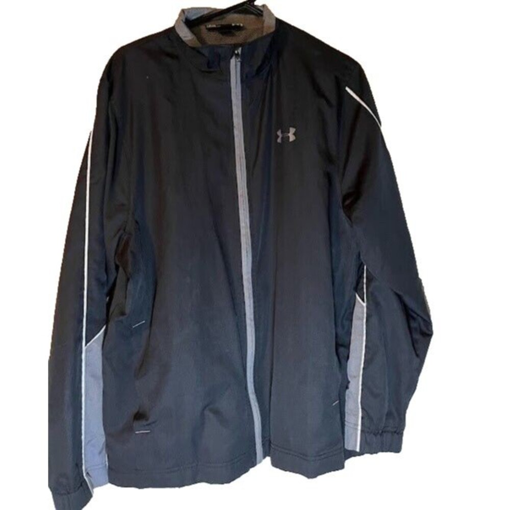Under Armour Jacket L Black Gray Trim Windbreaker Full Zip Gorpcore Outdoor
